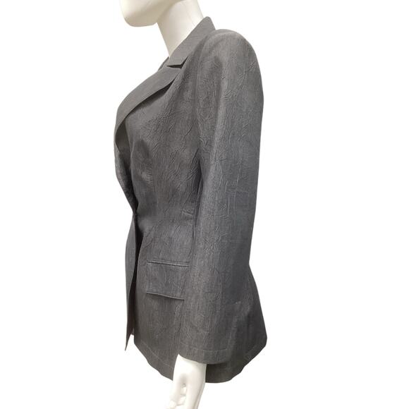 NWT Emporio Armani Women’s Blazer Size10/ M Y2K Angular Button Closure Charcoal - Picture 4 of 9